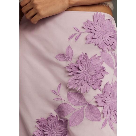Anthropologie x Maeve 3D Bloom Column Lavender Organza MIDI Pencil Skirt Size 8 - Picture 4 of 13
